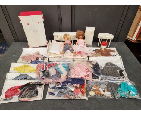 Sindy: a vintage doll, with a similar Patch; together with a large collection of furniture, accessories and outfits, to inclu