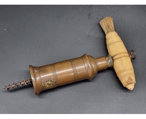 A Victorian Dowler patent brass and bone barrel corkscrew.&nbsp; 