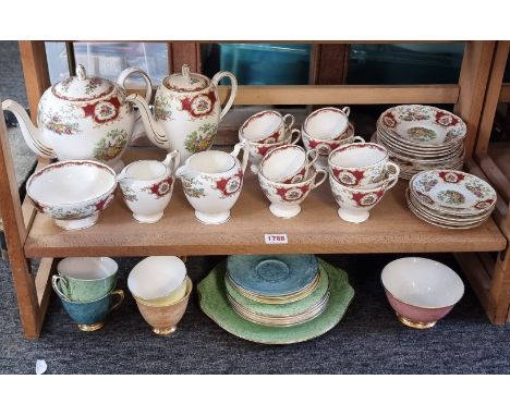A Foley 'Broadway' pattern part tea service; together with a small quantity of Royal Albert 'Gossamer' pattern teawares. 
