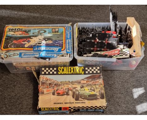 Scalextric: two boxed sets, '50' and 'Grand Prix' C.559; together with a similar 'Speeder' set, in remains of original box; a