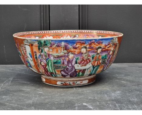 A Chinese Canton enamel bowl, Qing, 26.5cm diameter, (minor damage).