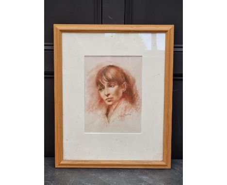 John Heseltine,&nbsp;head and shoulders portrait of a lady, signed, red chalk, 34 x 24cm.