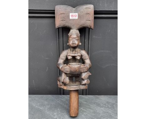 Ethnographica: a Yoruba Shango hardwood figure group, 45cm high.
