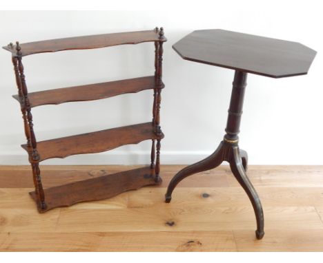 A George IV faux rosewood occasional table, the rectangular top with canted corners, on a turned support and tripod base with