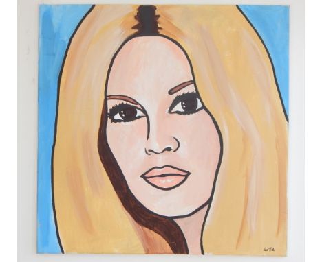 Leo Tuls, a contemporary portrait of Brigitte Bardot, acrylic on canvas. 76 x 76cm