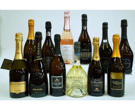 12 BOTTLES ITALIAN SPARKLING WINEValdo Cuvee Del Fondatore Brut Millesimato 2019 and Tenuta la Maredana Brut NV; Colesel Spum