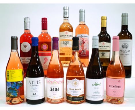 12 BOTTLES SPANISH AND AMERICAN WHITE AND ROSÉ WINEChris Baker Pinot Noir 2019; Attis Lias Finas Albario 2020; Pirineos 3403 