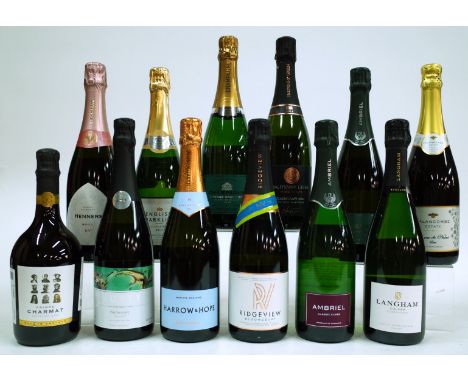 11 BOTTLES ENGLISH SPARKLING WINE AND 1 CHAMPAGNEPrince Charmat; Nutbourne Vineyards Nutty Vintage 2017; Harrow and Hope Brut