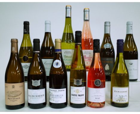 12 BOTTLES FRENCH WHITE AND ROSÉ WINEAbbots and Delaunay Metayage Chardonnay 2019; Tesco Finest Sancerre 2020 and Saint Mont 