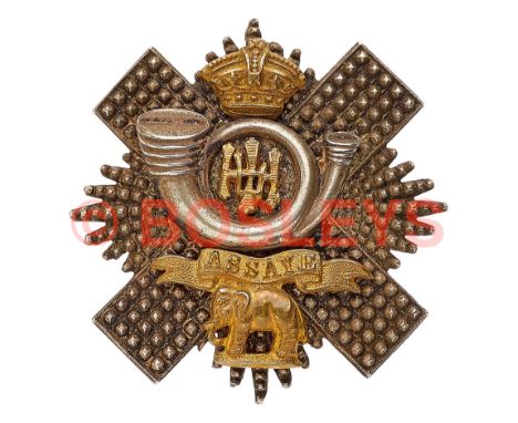 Scottish. Highland Light Infantry Victorian Officer's HLI glengarry badge circa 1881-1901. A fine example. Die-cast silvered 