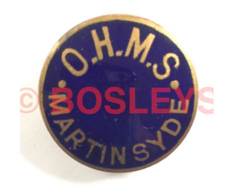 WW1 Martinsyde Aircraft Maker On His Majesty's War Service Badge. A scarce example of blue enamel. Retaining buttonhole fitti