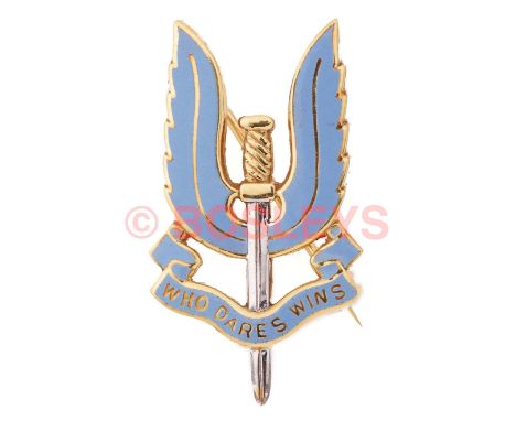 Special Air Service rare gold SAS regimental brooch. A fine example bearing Birmingham 1993, 9 carat gold hallmarks,following