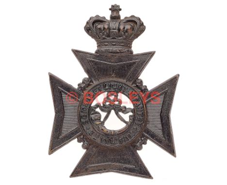 3rd (Weston-Super-Mare) VB Somerset Light Infantry Victorian OR's helmet plate circa 1881-1901. A good die-stamped blackened 