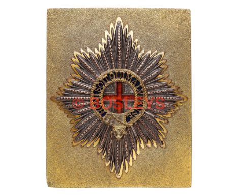 Coldstream Guards Crimean War Officer's shoulder belt plate. A very fine and scarce pre 1855 example. Seeded gilt rectangular