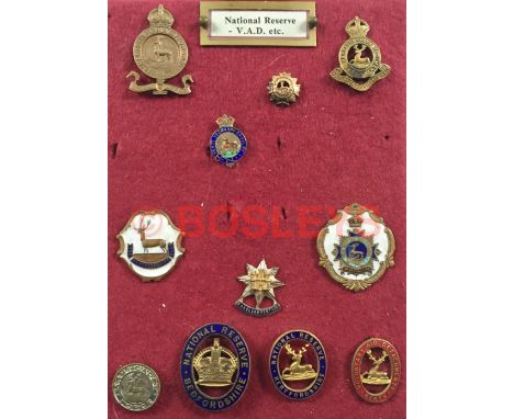 Selection of Bedfordshire & Hertfordshire Regimental Sweetheart Brooches & National Reserve Badges. A selection of 11 brooche