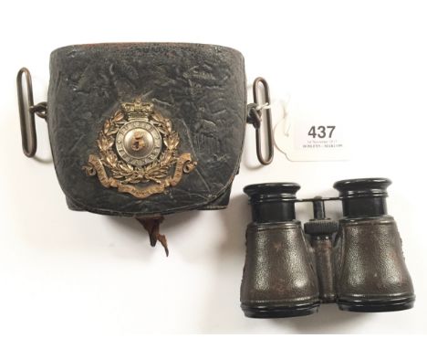 Victorian 5th Punjab Infantry Officer's Binocular Pouch. The pouch of black patent leather the flap mounted with a Victorian 