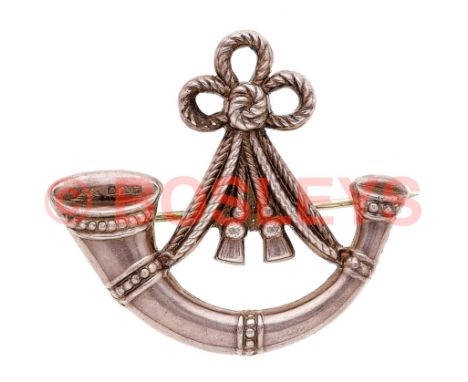 Oxfordshire &amp; Buckinghamshire Light Infantry 1939 Birmingham hallmarked silver Officer's cap badge. A good die-cast examp