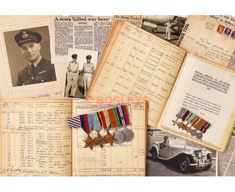 WW2 RAF Distinguished Flying Cross Winner's Log Books & Medal Group.  This grouping was awarded to Squadron Leader John Harri