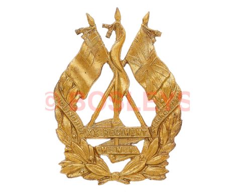 Indian Army 20th Regiment of Madras Native Infantry Victorian head-dress badge. A good die-stamped brass British made example