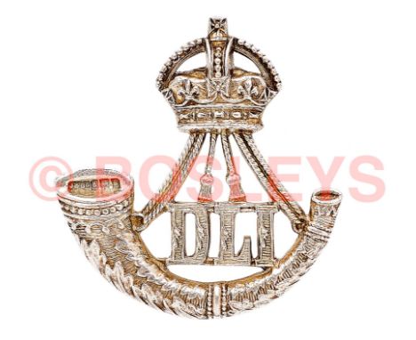 Durham Light Infantry 1901 Birmingham silver DLI Officer's cap badge A fine die-cast example by J & Co (Jennens). Crowned str