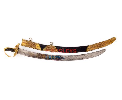 Napoleonic War Period British Officer's Magnificent Fighting Cutlas. An impressive large size fighting cutlas, the curved bla