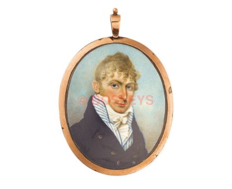 Early 19th Century Miniature Portrait of a Gentleman, possibly a Naval Officer. This fine quality portrait depicts the head a