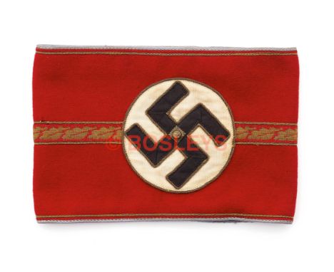 German Third Reich NSDAP Political Leader's armband. A good scarce Ortsgruppenleiter's example of light blue piped red woolle