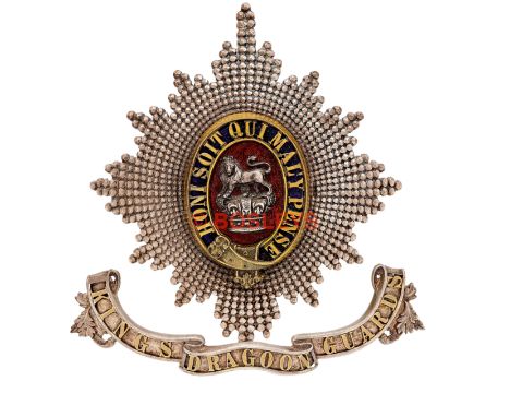 King's Dragoon Guards Victorian Officer' helmet plate circa 1871. A fine scarce example. Facetted Garter Star mounted with pi