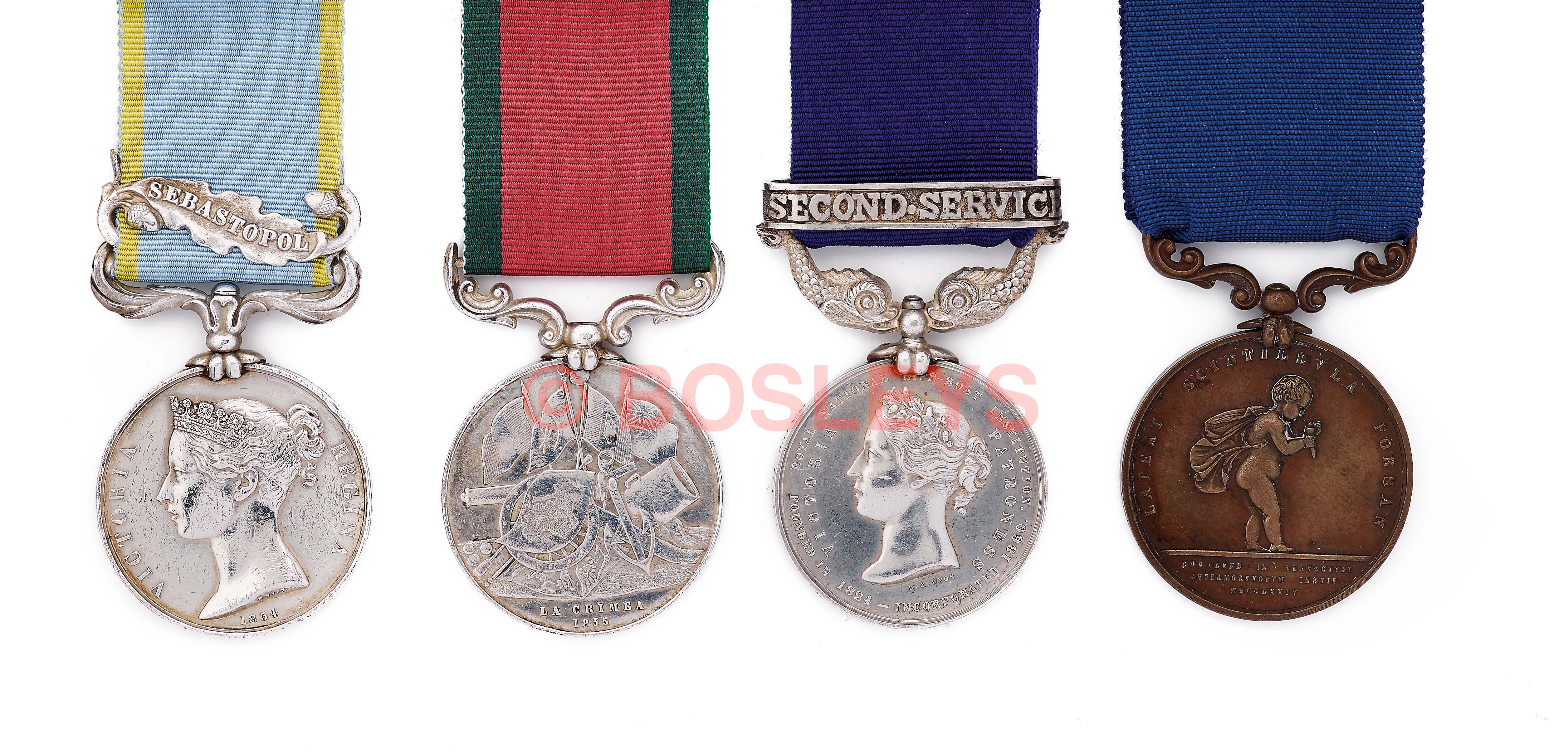 Royal National Life Boat Institution Double Award Silver Life Saving Medal & Royal Humane Medal G