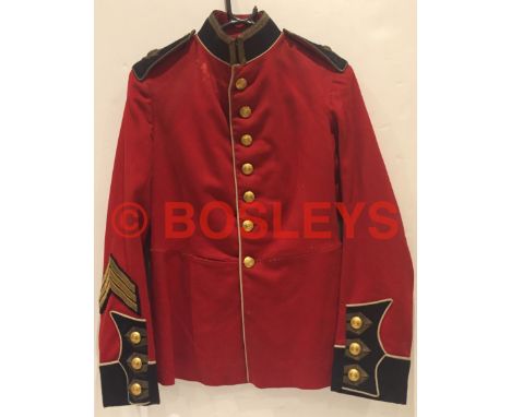 Royal Marine Light Infantry NCO's tunic circa 1901-22. A good quality lined scarlet tunic with gilt button, dark plain collar