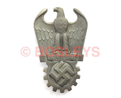 German Third Reich Badge of Honour of the Dr. Fritz Todt Prize, 2nd Class. A good scarce die-cast zinc examples. Eagle perche