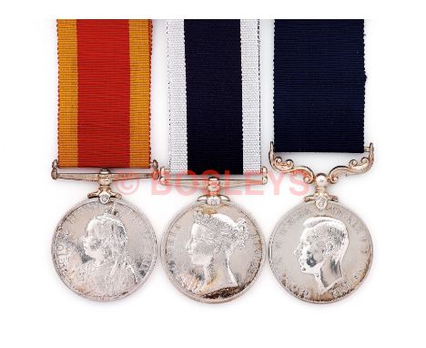 Royal Marine Light Infantry Meritorious Service Medal, China Campaign Long Service Group of Three Medals. Awarded to Colour S