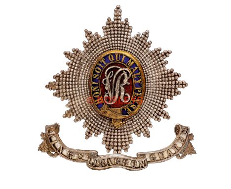 King's Dragoon Guards Victorian Officer' helmet plate circa 1871. A fine scarce alternative example. Facetted Garter Star mou