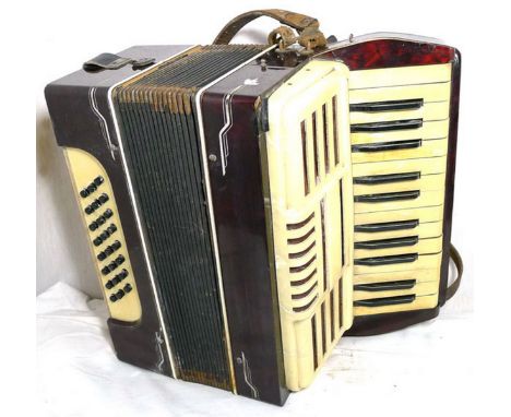 A small piano accordion, spares or repair, 24 bass buttons; needs new straps and adjustments to the reeds. 