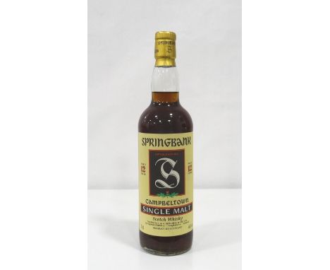 SPRINGBANK 12YO - 1990s A lovely example of the dark and rich looking bottle of Springbank 12 Year Old Single Malt Scotch Whi