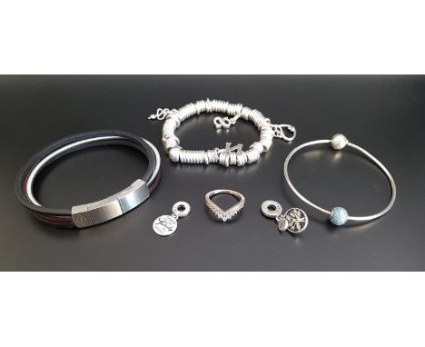 SELECTION OF FASHION JEWELLERYcomprising a Links of London silver Sweetie bracelet with four Links of London charms; a Pandor