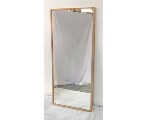 LARGE RECTANGULAR WALL MIRRORin a light oak frame, 160cm x 70cm 
