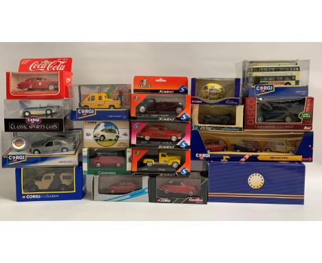 SELECTION OF DIE CAST VEHICLESwith examples from Corgi, Mini Champs, Cararama, Redbox, Hartoy, Welly and Solido, all boxed (1