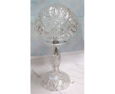 A 1930's cut crystal table lamp with mushroom shade