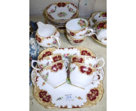A Grosvenor 21 piece floral bone china tea service