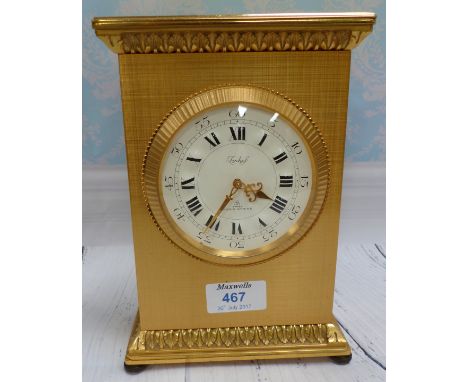 A period style gilt metal architectural mantel clock by Imhof, Paris