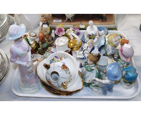 Two Hummel figures of children and other china figures, animals etc
