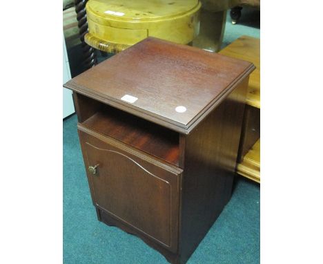 A MAHOGANY JARDINERE STAND on tripod support together with a beechwood two tier plant stand and bedside pedestal (3)