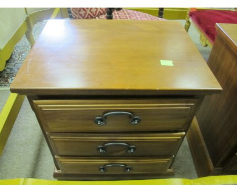 A PAIR OF BEECHWOOD BEDSIDE CHESTS each of rectangular form with frieze drawers on ogee bracket feet 64cm (h) x 56cm (w) x 42