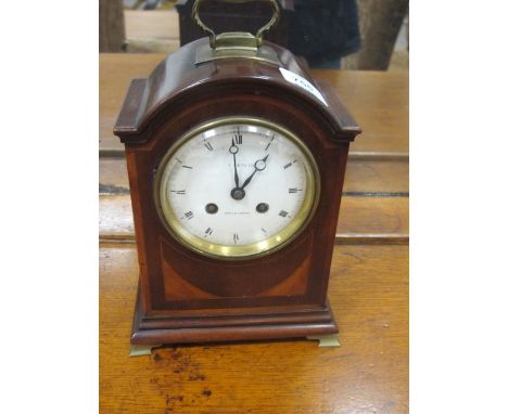 A FRENCH MAHOGANY INLAID CASED BRACKET CLOCK 19th Century stamped "Admougin" with circular enamel dial 26cm (h) x 90cm (w)