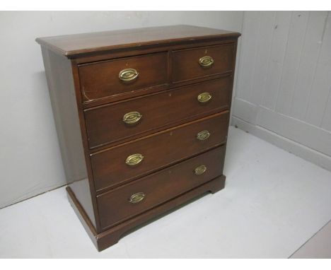 A MAHOGANY CHEST 19th Century the rectangular top above two short and three long graduated drawers on bracket feet 100cm (h) 
