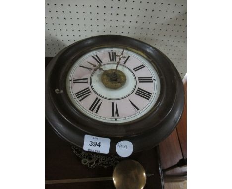A VICTORIAN MAHOGANY CASED WAG OF THE WALL ALARM CLOCK the circular glazed dial with Roman numerals and brass pendulum 29cm d