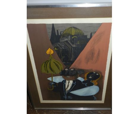 N. Bezem (20th century Israeli school), a surrealist figural study, lithograph, signed in pencil lower left. H.62cm W.44cm