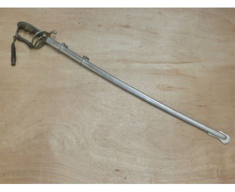 An early 20th century American Cavalry officer's dress sabre, by N.S. Mayer Ink, New York, having a needle plated scabbard an