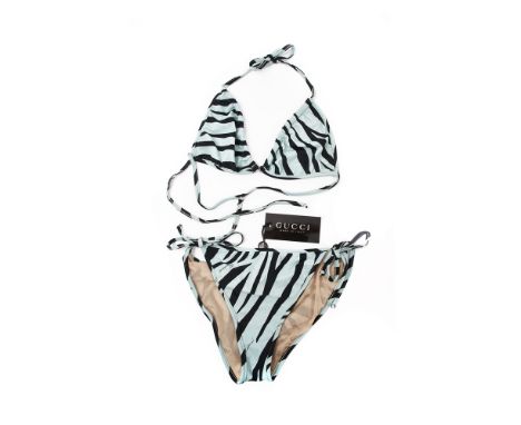 RARO TOM FORD PER GUCCI ZEBRA PRINT SWIMSUIT P/E 1996 Anni '90 Raro e iconico bikini Design Tom Ford per Gucci degli anni '90